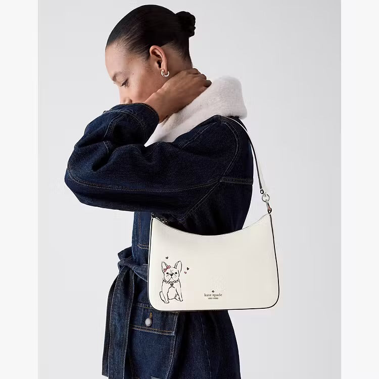♠️kate spade Margot Lottie Frenchie Medium Crossbody Shoulder Bag, Meringue White Multi NWT