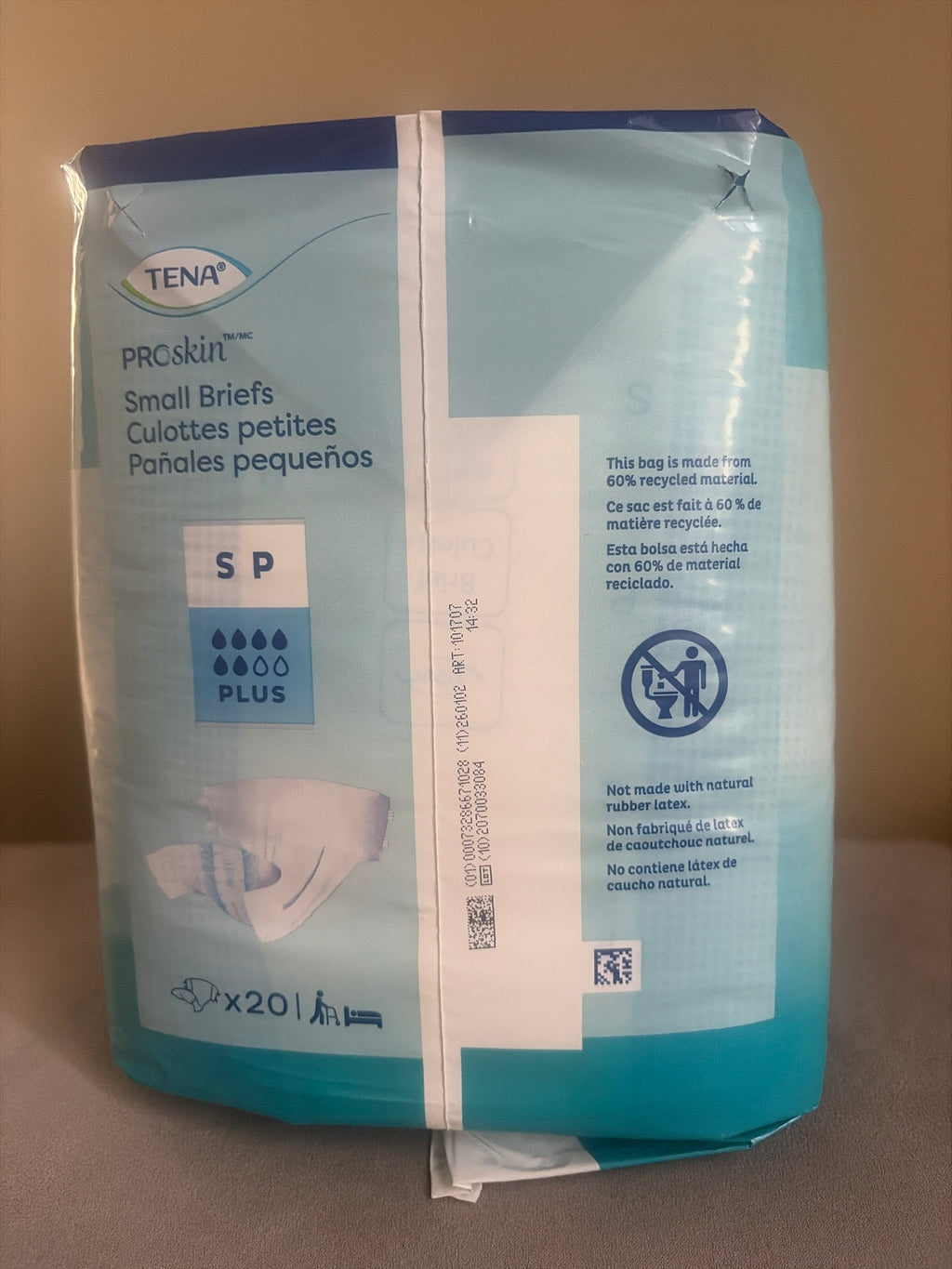 TENA® Proskin Plus Unisex Adult Small Brief 3X Protection Pack of 20 Counts Qty Brand New
