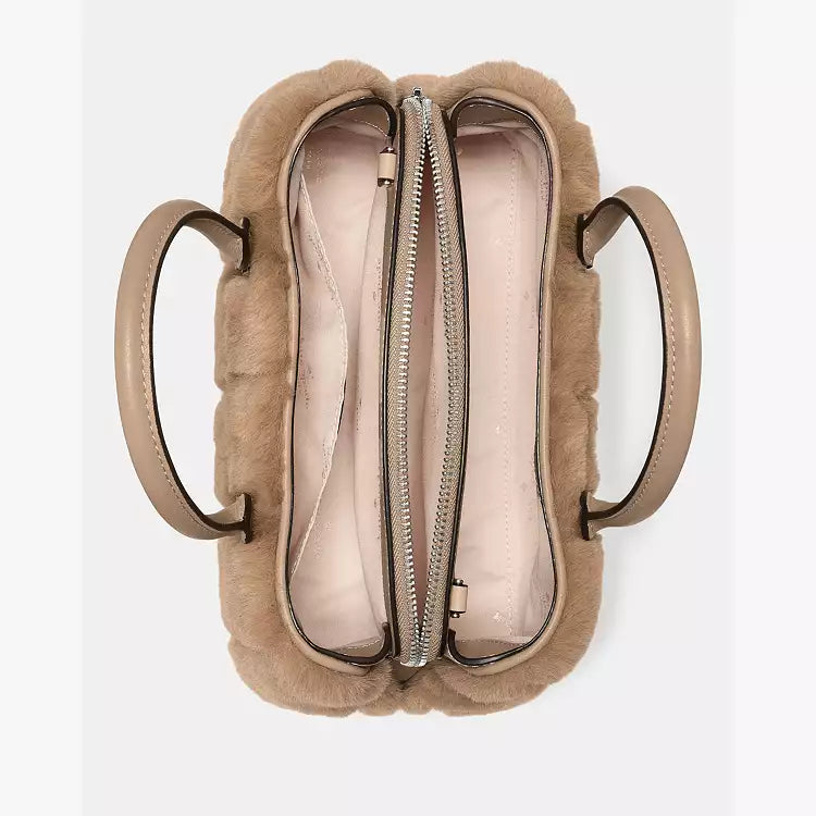 ♠️kate spade Thompson Street Faux Fur Small Crossbody Satchel Bag, Natural NWT