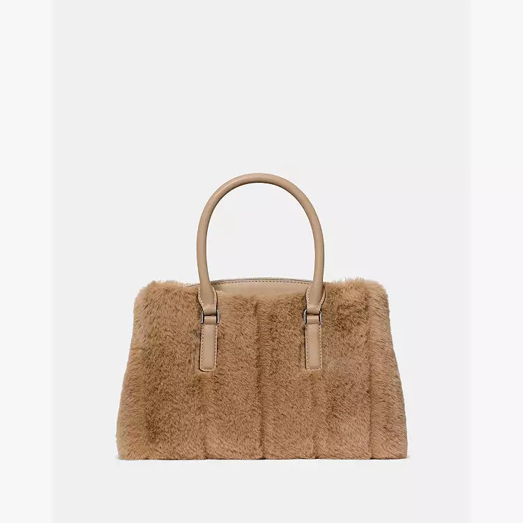 ♠️kate spade Thompson Street Faux Fur Small Crossbody Satchel Bag, Natural NWT
