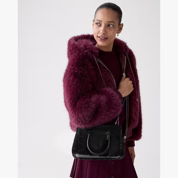 ♠️kate spade Thompson Street Faux Fur Small Crossbody Satchel Bag, Black NWT