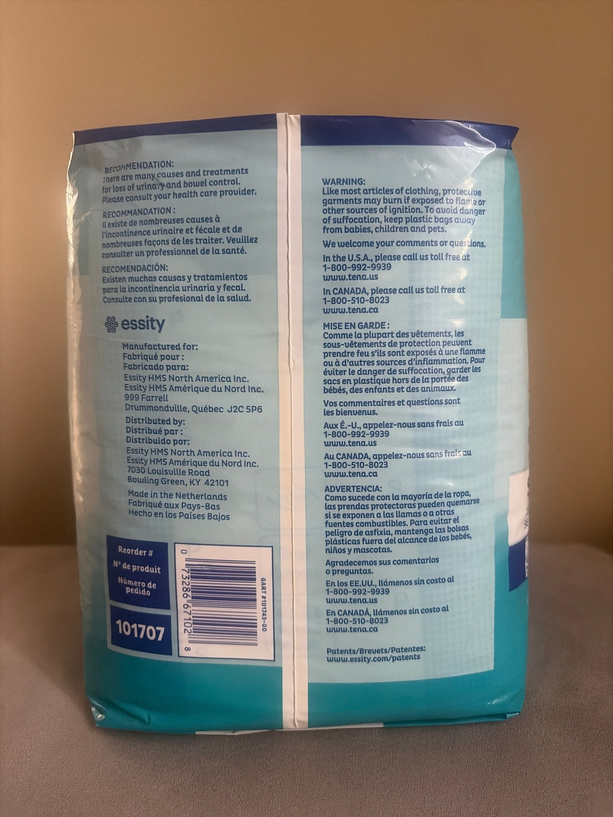 TENA® Proskin Plus Unisex Adult Small Brief 3X Protection Pack of 20 Counts Qty Brand New