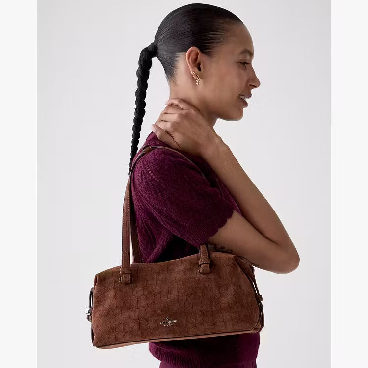 ♠️kate spade Billie Suede Croc Shoulder Bag, Chocolate Truffle Brown NWT