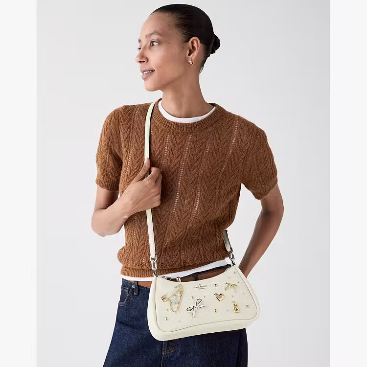 ♠️kate spade Kayla Charmed Crossbody Shoulder Bag, Meringue White Multi, NWT