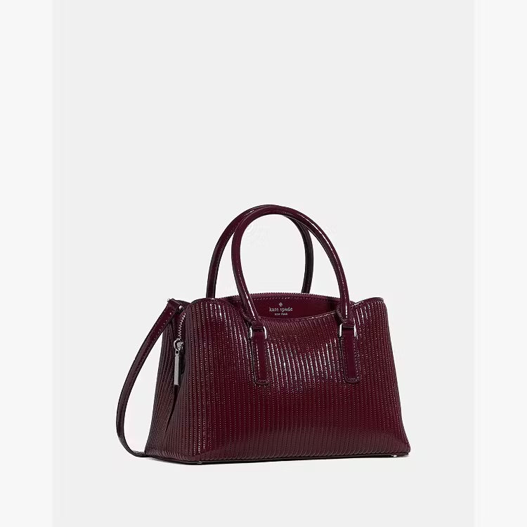 ♠️kate spade Thompson Street Shiny Quilted Small Crossbody Satchel Bag, Grenache NWT