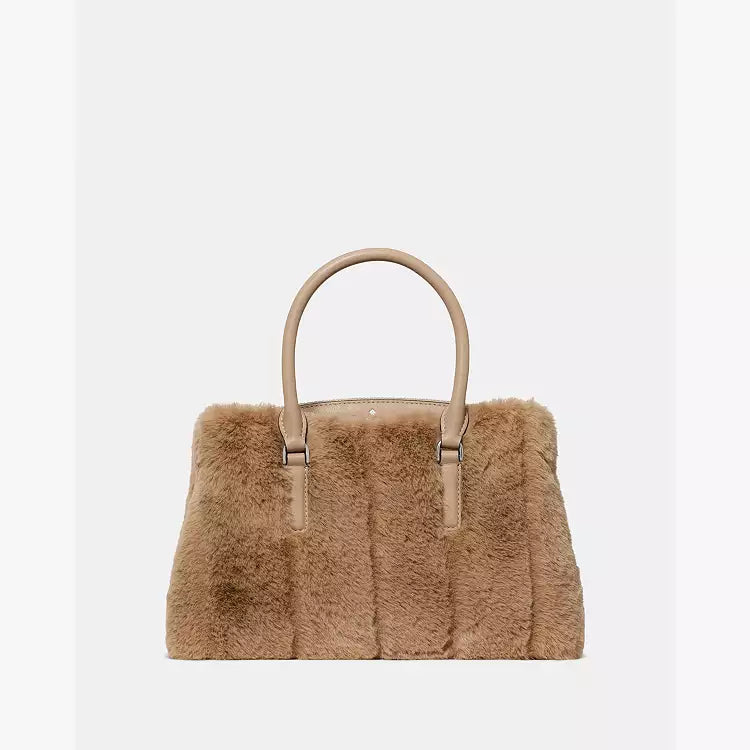 ♠️kate spade Thompson Street Faux Fur Small Crossbody Satchel Bag, Natural NWT