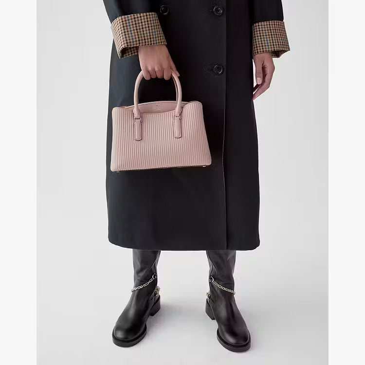 ♠️kate spade Thompson Street Shiny Quilted Small Crossbody Satchel Bag, Rose Smoke NWT
