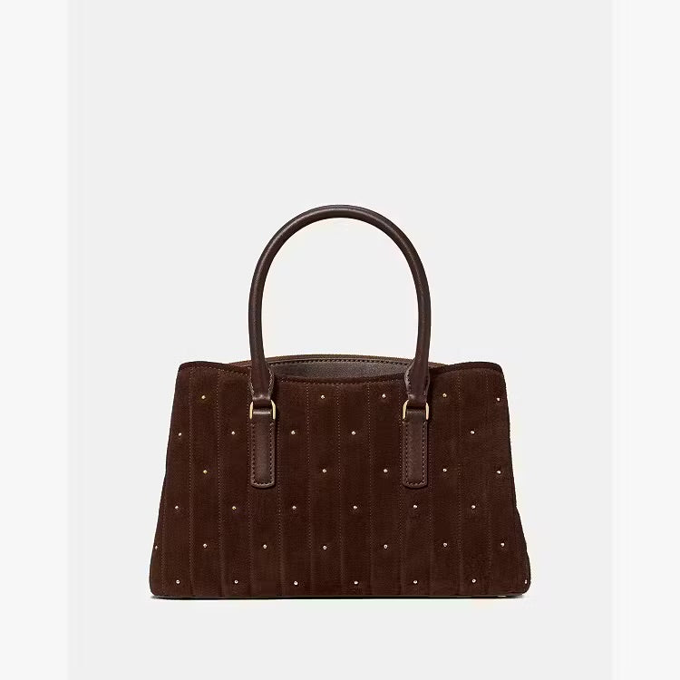 ♠️kate spade Thompson Street Quilted Suede Small Crossbody Satchel Bag, Hot Fudge NWT