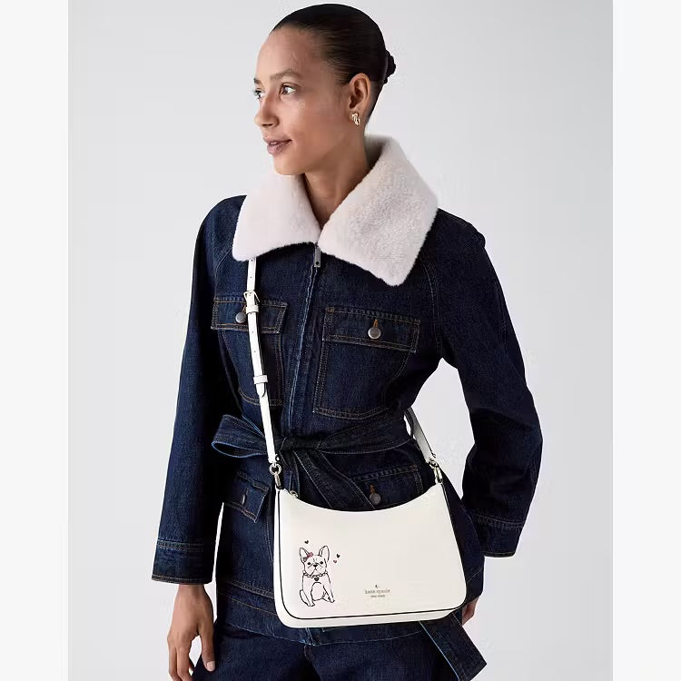 ♠️kate spade Margot Lottie Frenchie Medium Crossbody Shoulder Bag, Meringue White Multi NWT