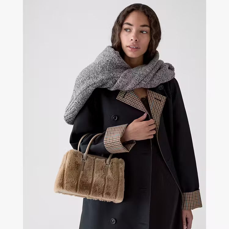 ♠️kate spade Thompson Street Faux Fur Small Crossbody Satchel Bag, Natural NWT