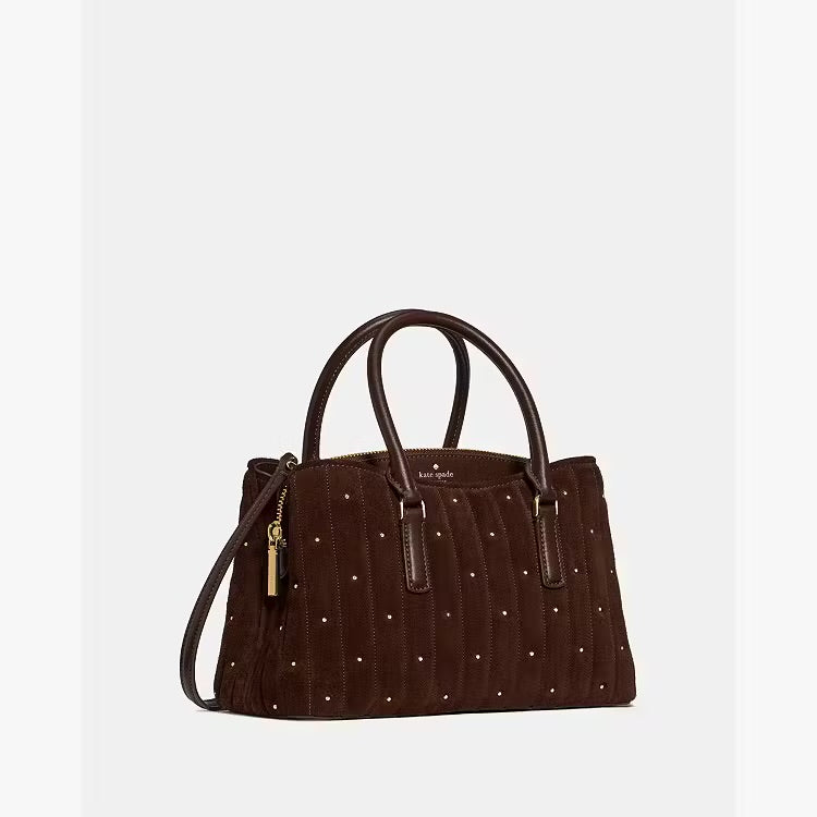♠️kate spade Thompson Street Quilted Suede Small Crossbody Satchel Bag, Hot Fudge NWT