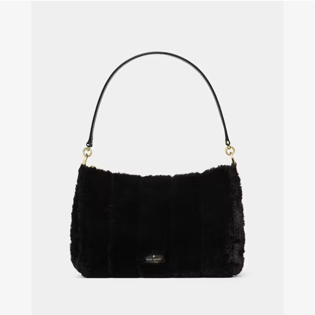 ♠️kate spade Margot Faux Fur Medium Crossbody Shoulder Bag, Black NWT