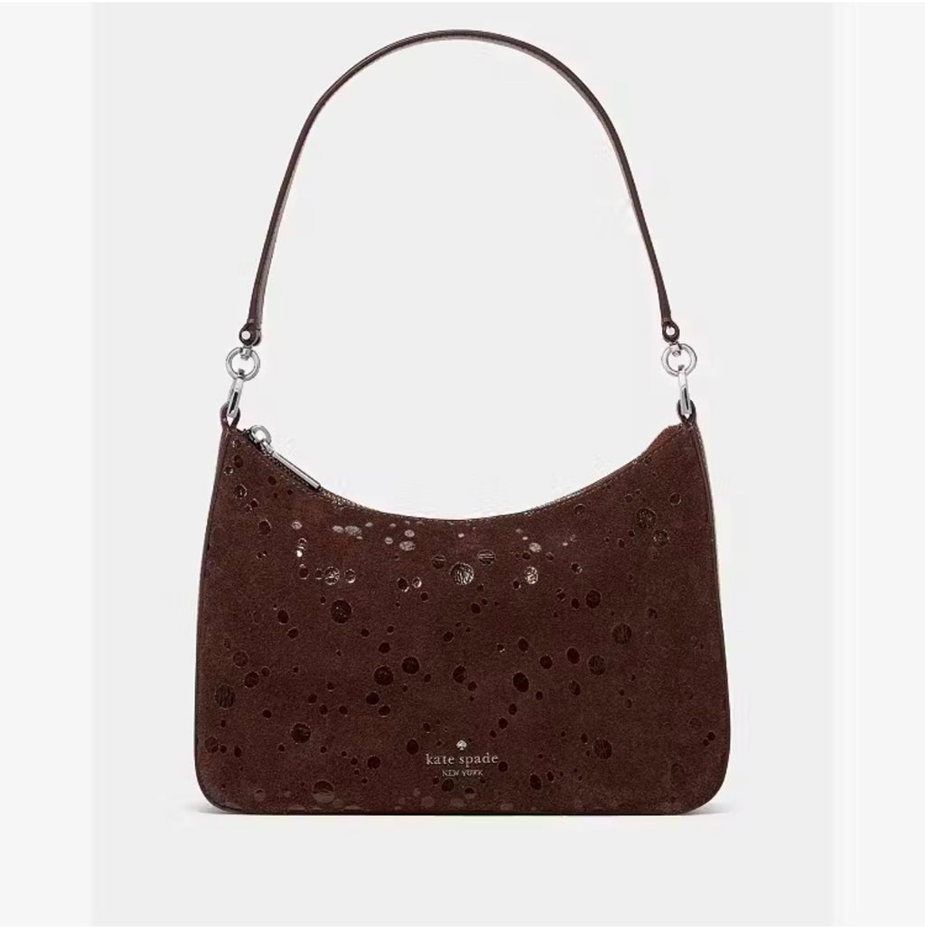 ♠️kate spade Margot Suede Dots Medium Shoulder Crossbody Bag, Hot Fudge NWT