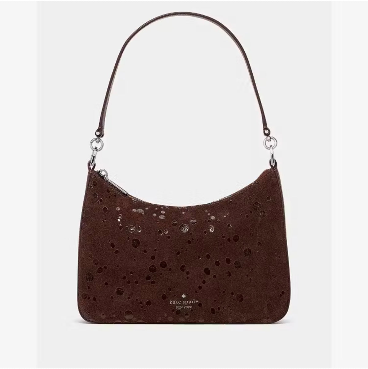 ♠️kate spade Margot Suede Dots Medium Shoulder Crossbody Bag, Hot Fudge NWT