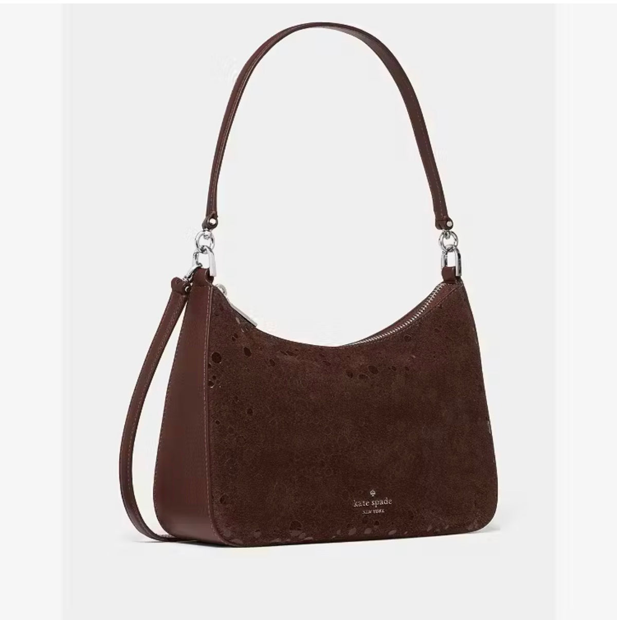 ♠️kate spade Margot Suede Dots Medium Shoulder Crossbody Bag, Hot Fudge NWT