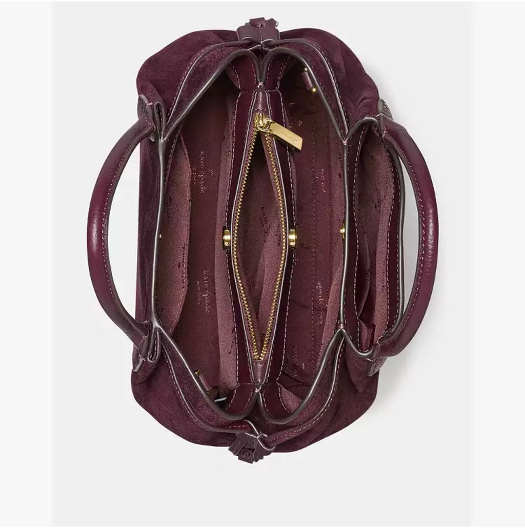 ♠️kate spade Dumpling Suede Small Crossbody Satchel Bag, Deep Cherry NWT