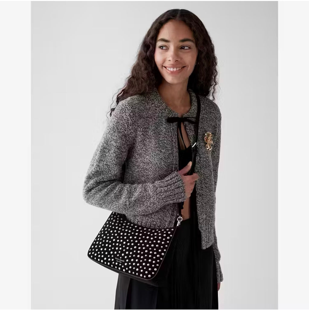 ♠️kate spade Margot Studded Medium Shoulder Crossbody Bag, Black Multi NWT