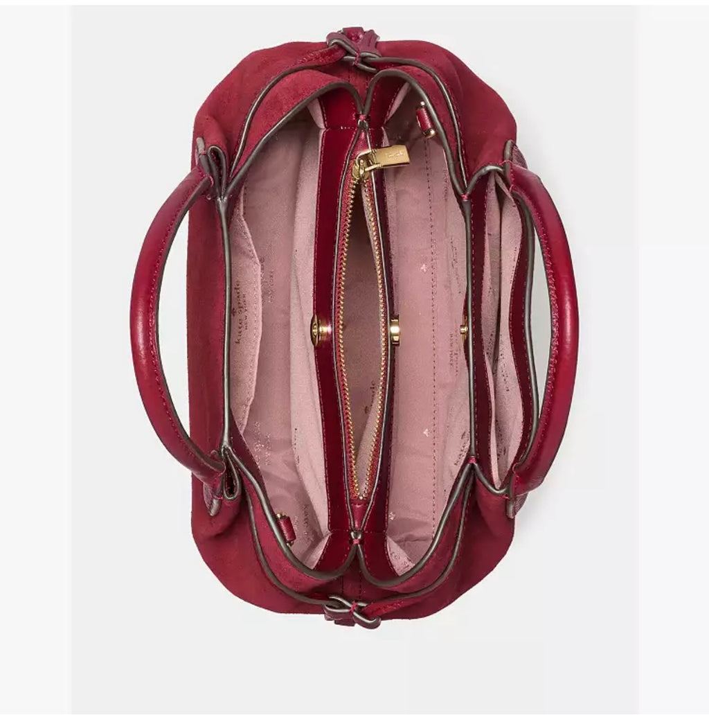 ♠️kate spade Dumpling Suede Small Crossbody Satchel Bag, Red Jam NWT