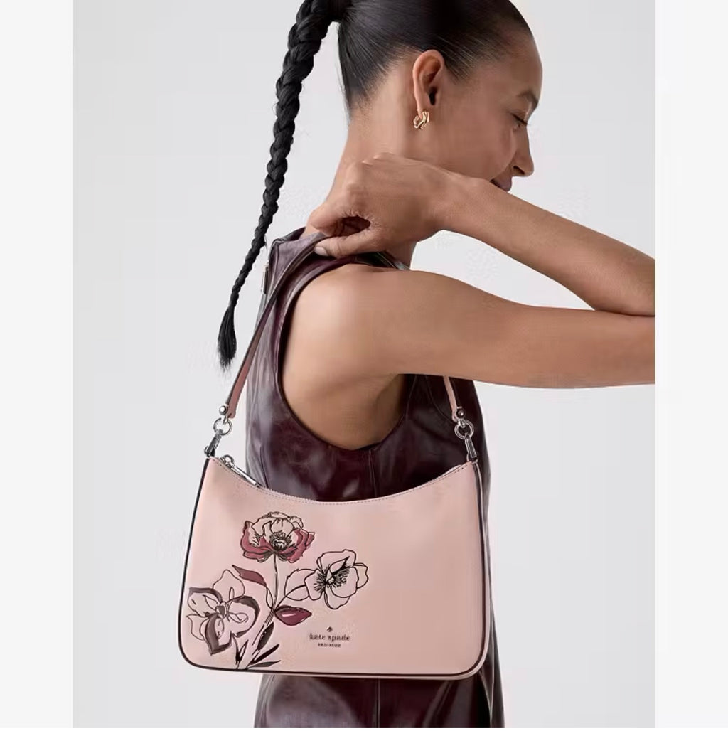 ♠️kate spade Margot Floral Medium Shoulder Crossbody Bag, Rose Smoke Multi NWT