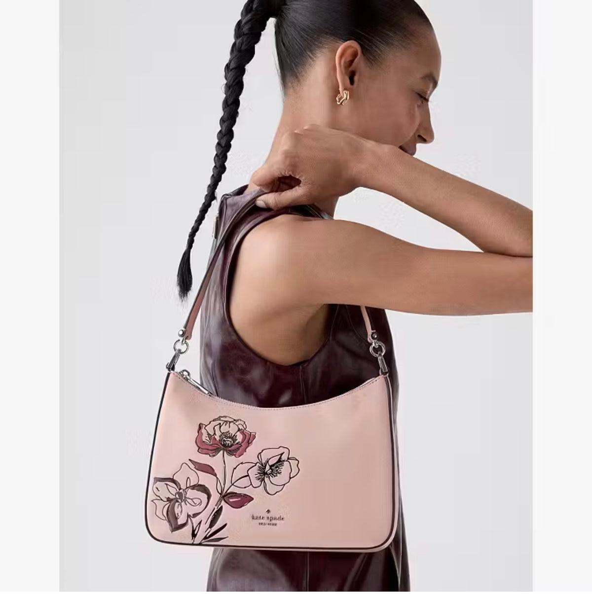 ♠️kate spade Margot Floral Medium Shoulder Crossbody Bag, Rose Smoke Multi NWT