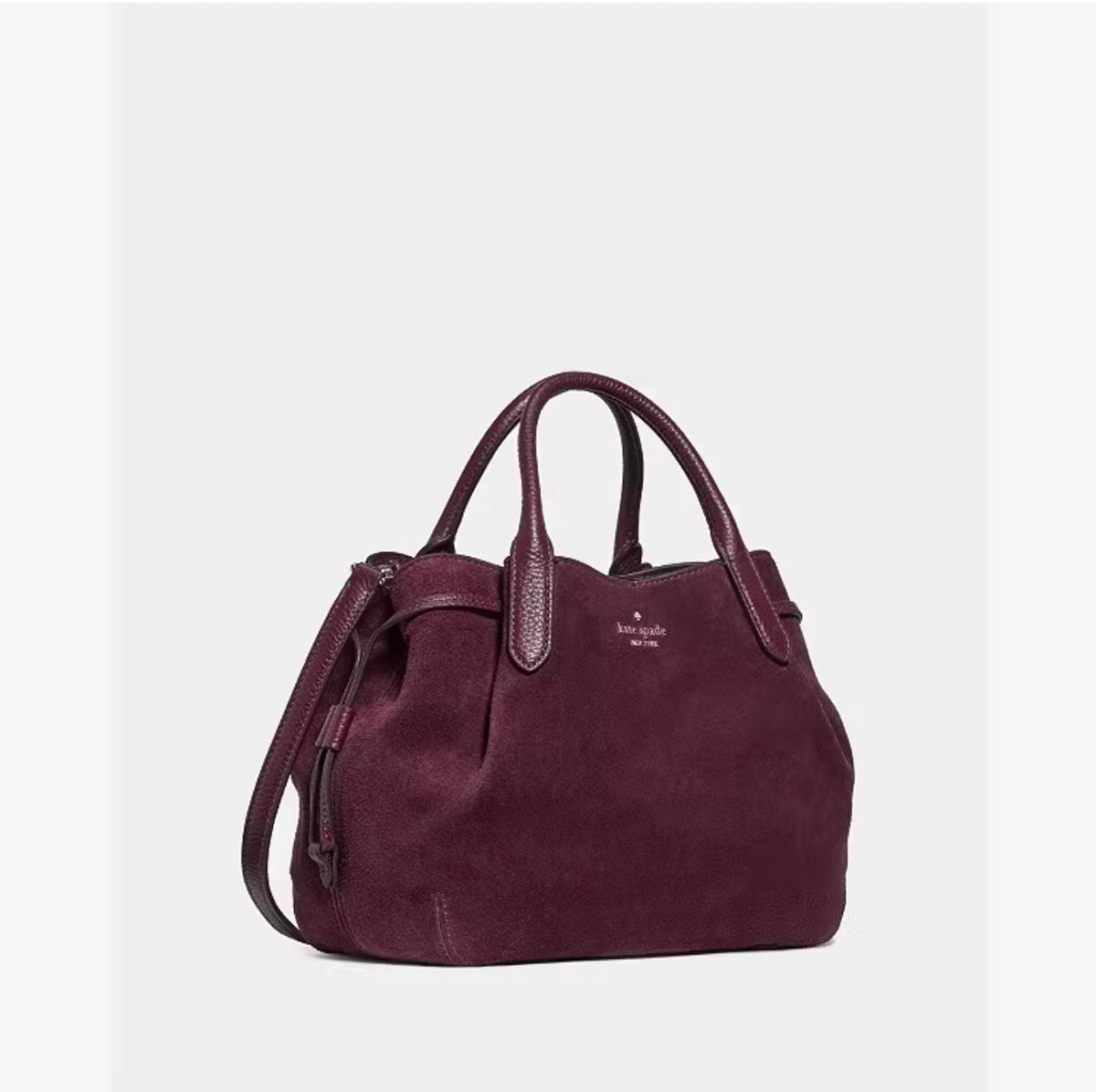♠️kate spade Dumpling Suede Small Crossbody Satchel Bag, Deep Cherry NWT