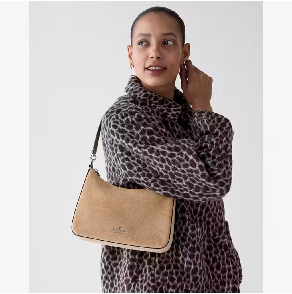 ♠️kate spade Margot Suede Medium Crossbody Shoulder Bag, Timeless Taupe NWT