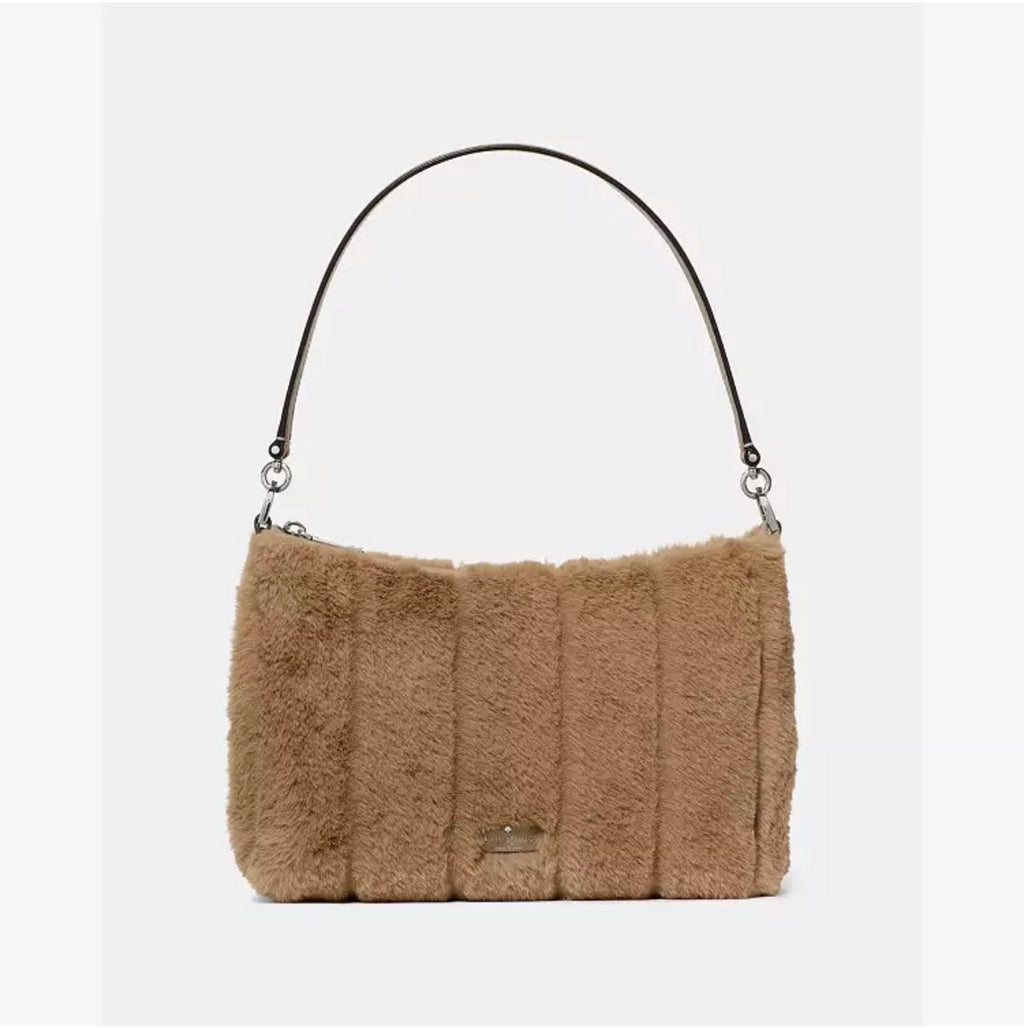 ♠️kate spade Margot Faux Fur Medium Crossbody Shoulder Bag, Natural NWT