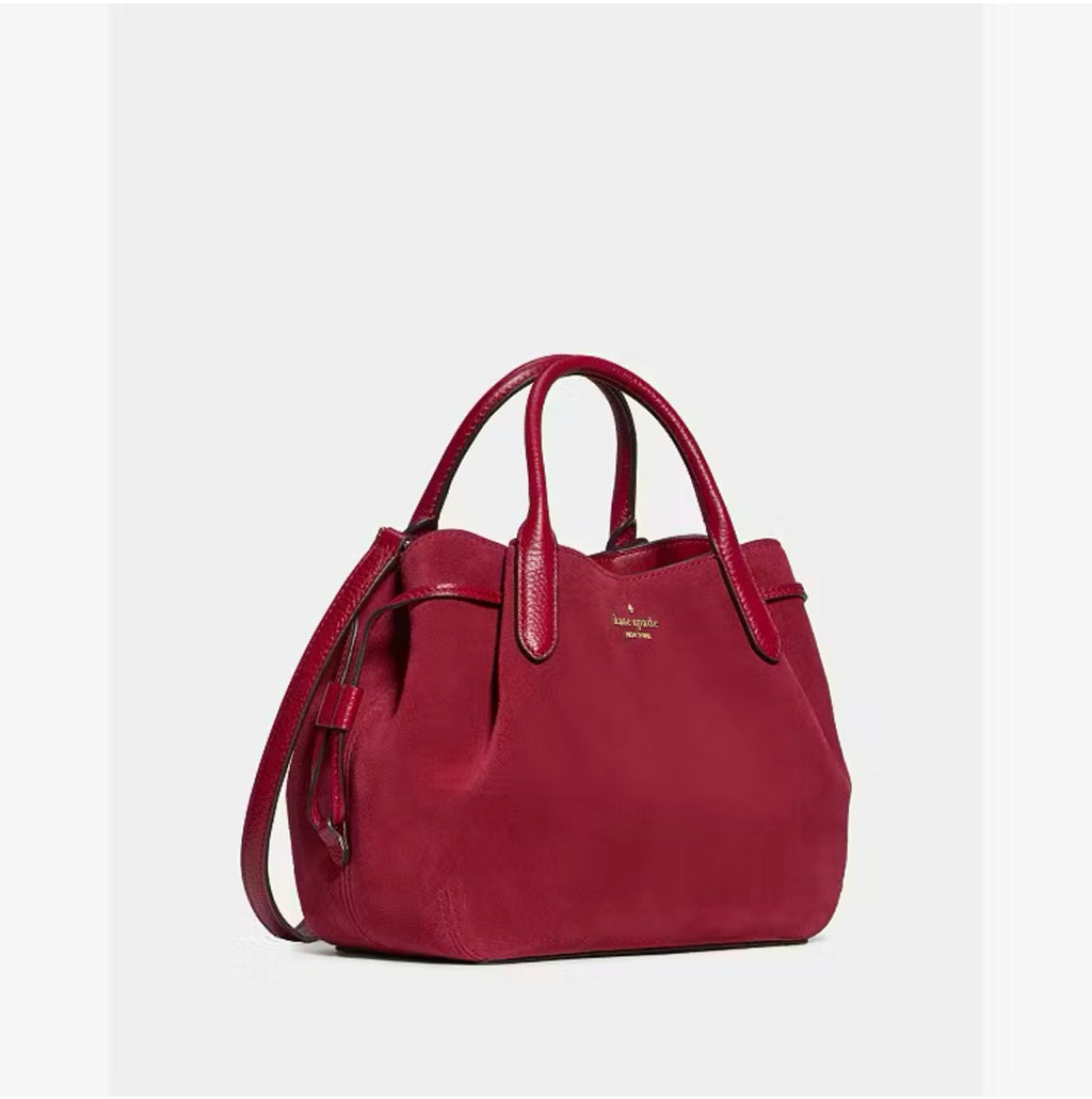 ♠️kate spade Dumpling Suede Small Crossbody Satchel Bag, Red Jam NWT