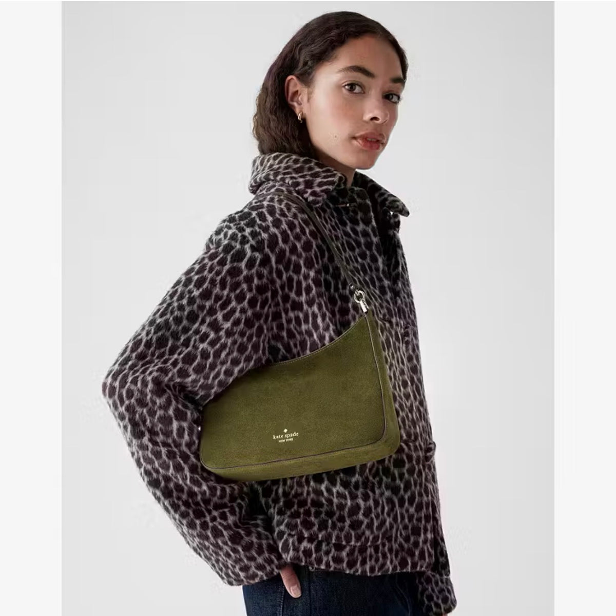 ♠️kate spade Margot Suede Medium Crossbody Shoulder Bag, Enchanted Green NWT