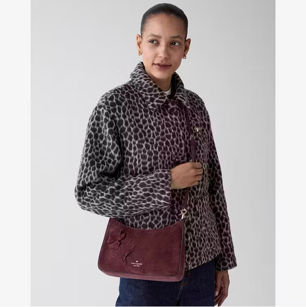 ♠️kate spade Margot Floral Medium Shoulder Crossbody Bag, Grenache NWT