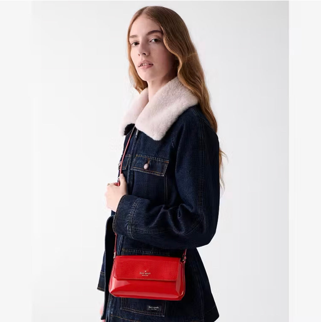 ♠️kate spade Gwen Patent Crossbody Bag, KS Bright Red NWT