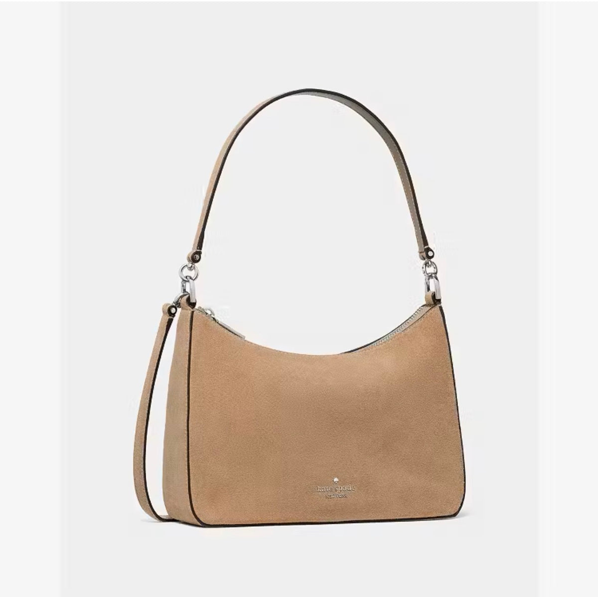 ♠️kate spade Margot Suede Medium Crossbody Shoulder Bag, Timeless Taupe NWT