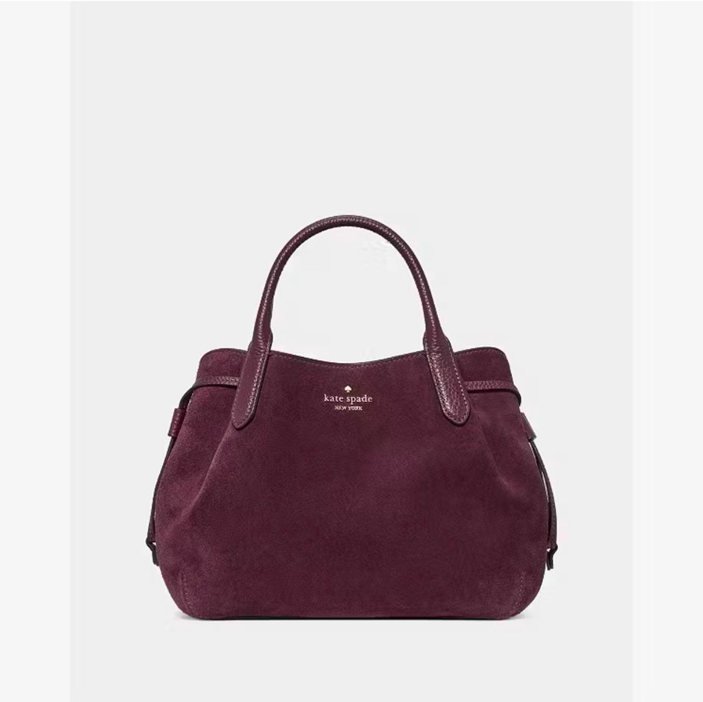 ♠️kate spade Dumpling Suede Small Crossbody Satchel Bag, Deep Cherry NWT