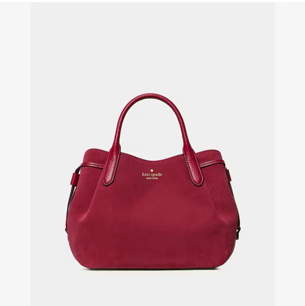 ♠️kate spade Dumpling Suede Small Crossbody Satchel Bag, Red Jam NWT