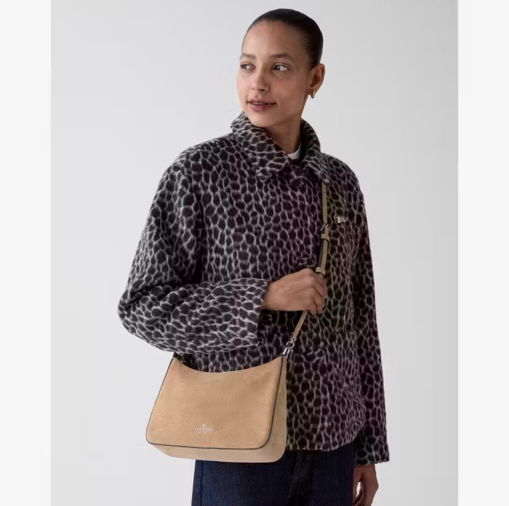 ♠️kate spade Margot Suede Medium Crossbody Shoulder Bag, Timeless Taupe NWT