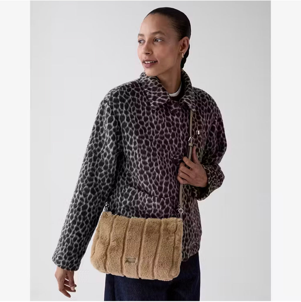 ♠️kate spade Margot Faux Fur Medium Crossbody Shoulder Bag, Natural NWT
