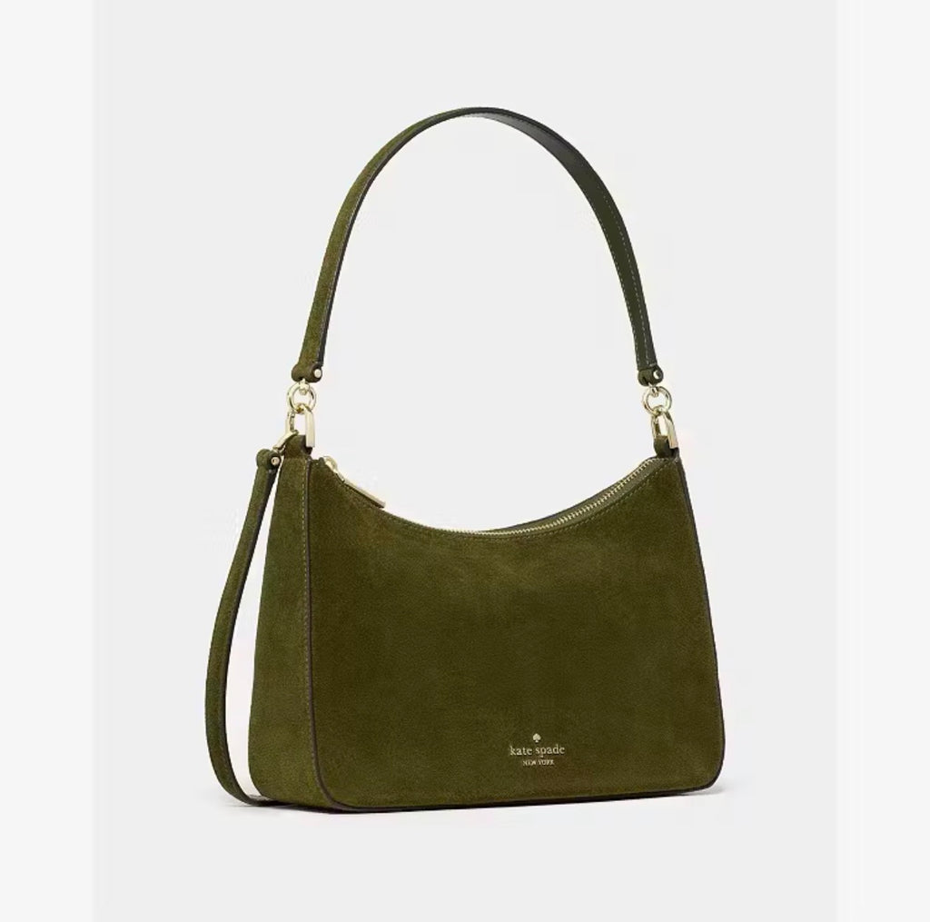 ♠️kate spade Margot Suede Medium Crossbody Shoulder Bag, Enchanted Green NWT