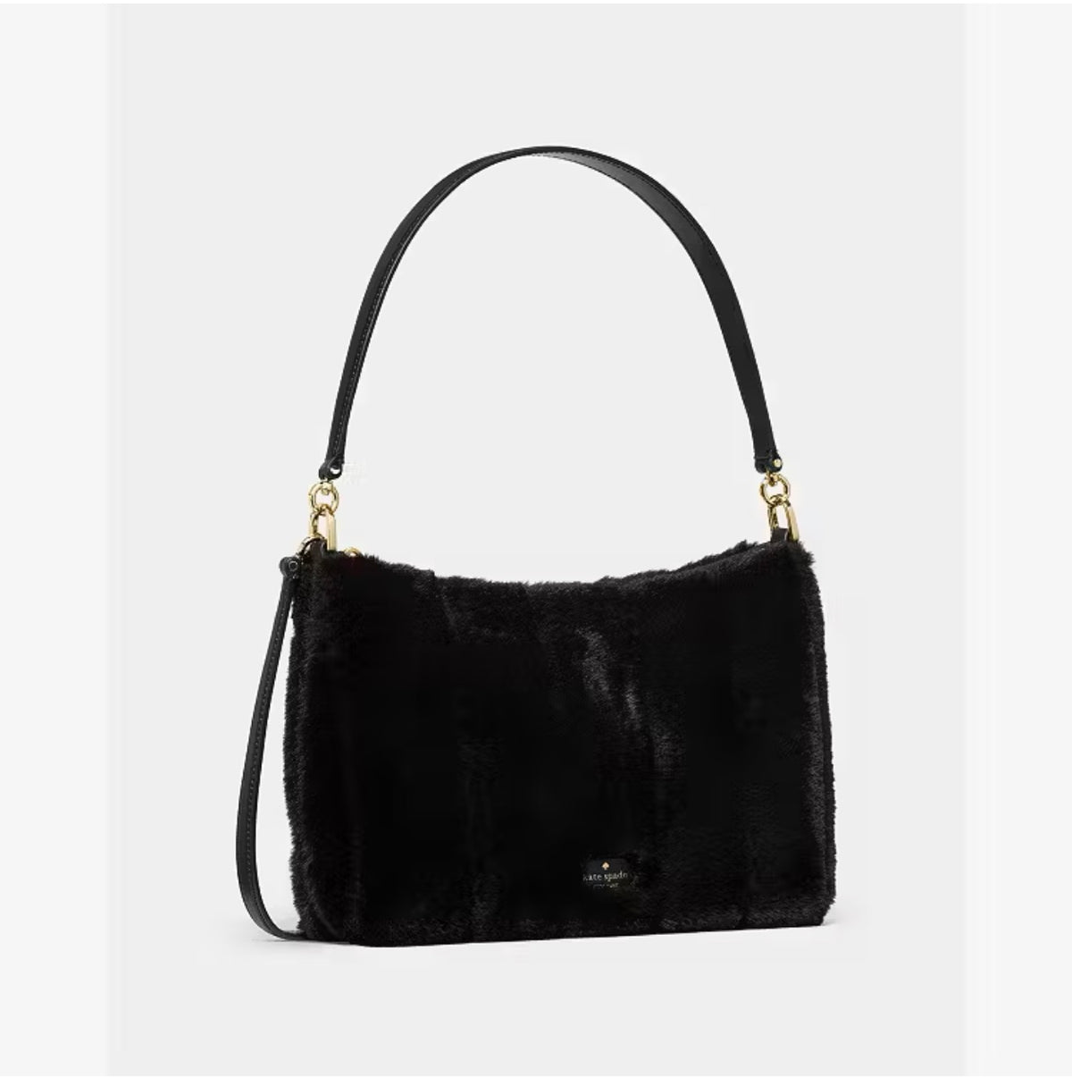 ♠️kate spade Margot Faux Fur Medium Crossbody Shoulder Bag, Black NWT