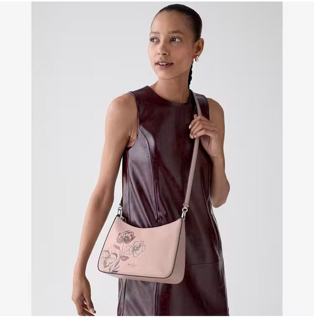 ♠️kate spade Margot Floral Medium Shoulder Crossbody Bag, Rose Smoke Multi NWT