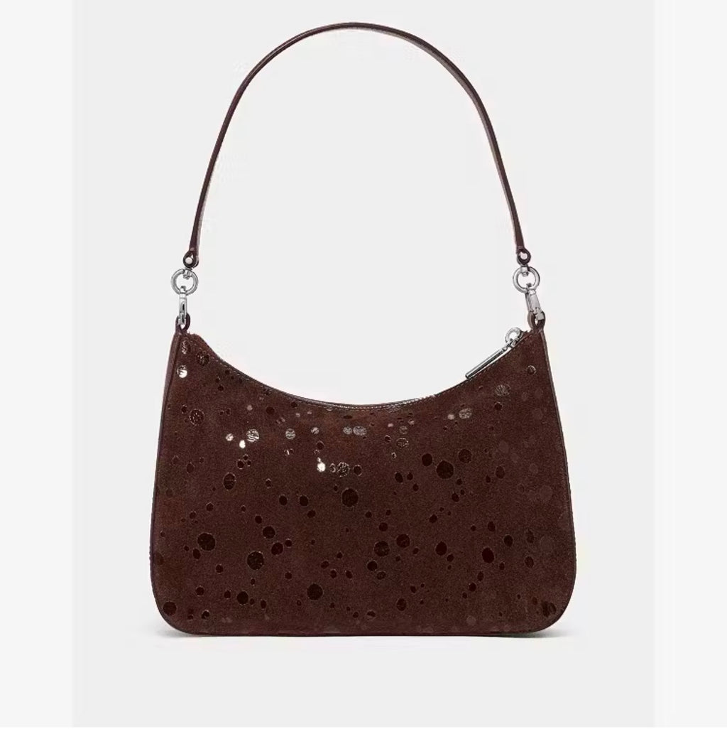♠️kate spade Margot Suede Dots Medium Shoulder Crossbody Bag, Hot Fudge NWT