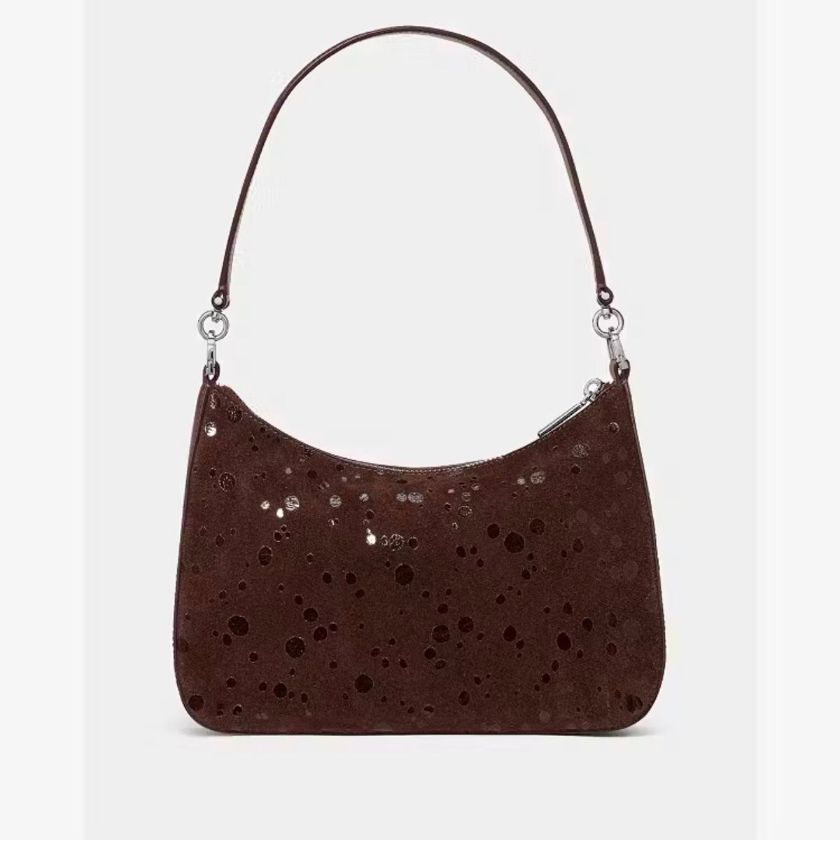 ♠️kate spade Margot Suede Dots Medium Shoulder Crossbody Bag, Hot Fudge NWT