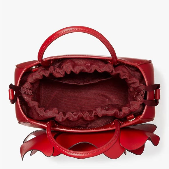 ♠️kate spade 3D Rose Flora Floral Leather Tote Crossbody Bag, Candied Cherry Red NWT