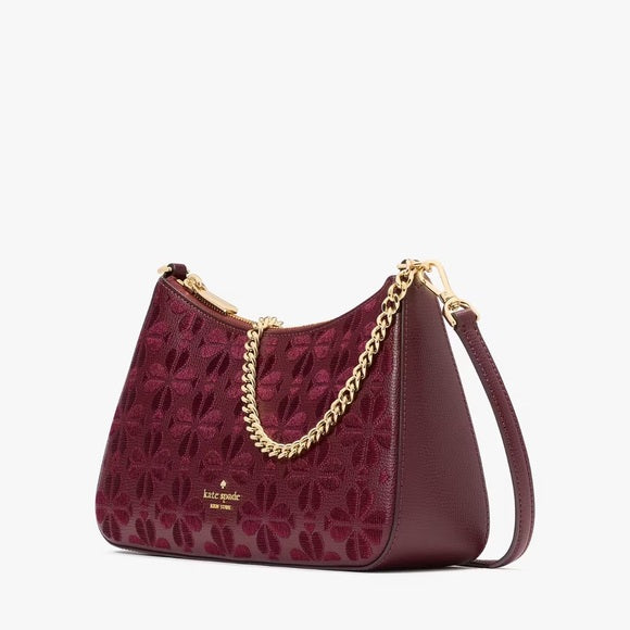♠️kate spade Flower Embroidered Convertible Crossbody Bag, Dark Merlot NEW NWT