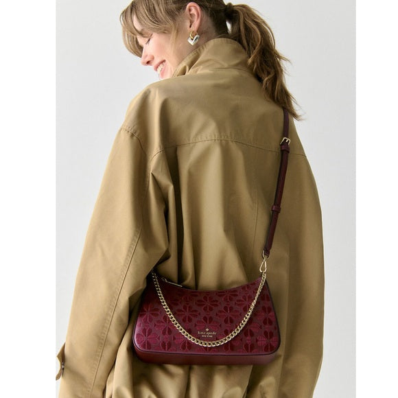 ♠️kate spade Flower Embroidered Convertible Crossbody Bag, Dark Merlot NEW NWT