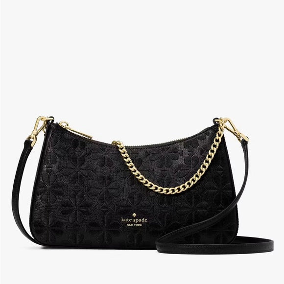 ♠️kate spade Flower Embroidered Convertible Crossbody Bag, Black NEW NWT