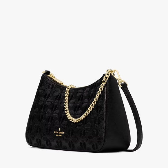 ♠️kate spade Flower Embroidered Convertible Crossbody Bag, Black NEW NWT
