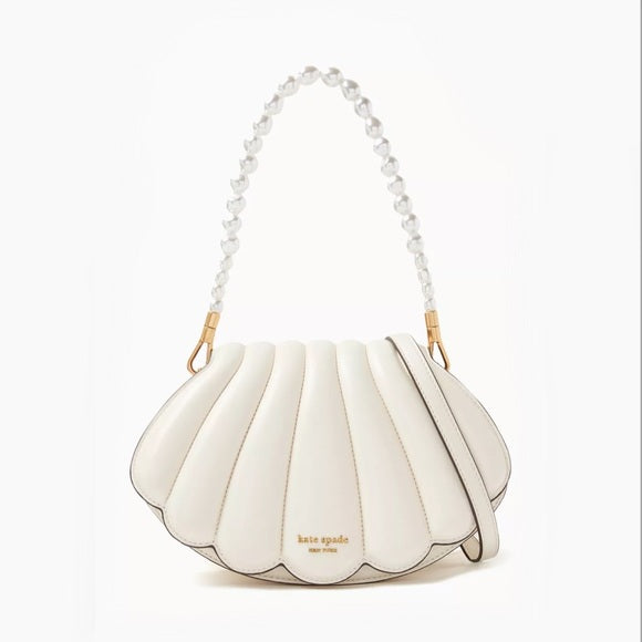 ♠️kate spade What The Shell 3D SeaShell Pearl Chain Convertible Crossbody Bag, Cream NWT