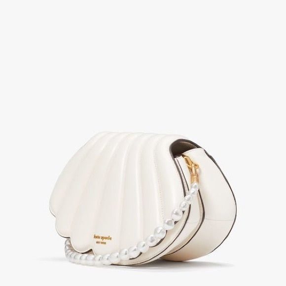 ♠️kate spade What The Shell 3D SeaShell Pearl Chain Convertible Crossbody Bag, Cream NWT