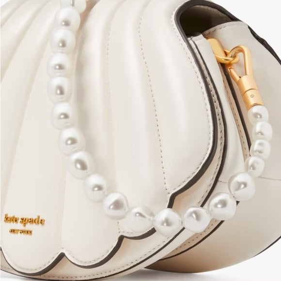 ♠️kate spade What The Shell 3D SeaShell Pearl Chain Convertible Crossbody Bag, Cream NWT