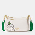 ♠️kate spade X Peanuts Snoopy Duet Small Leather Crossbody Bag, Cream NWT